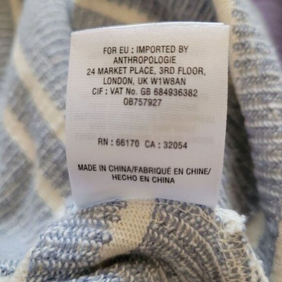 Anthropologie 9-h15 stcl Postmark Striped Bell Sleeve Blue White Top Size S - Picture 10 of 11